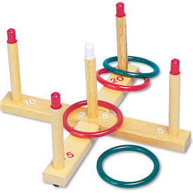 Champion Sports QS1 Ring Toss Set Plastic/Wood Assorted Colors 4 Rings/5 Pegs/Set QS1