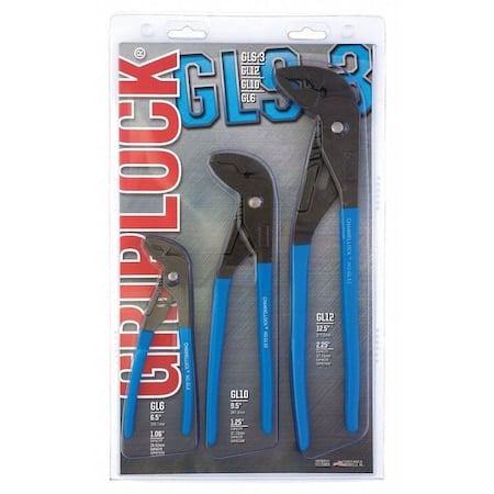 3 Piece Griplock Plastic Grip Tongue and Groove Plier Set Dipped Handle MPN:GLS-3