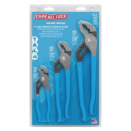 3PC St 412 422 442 V-Jawtongue & Groove Pliers MPN:VJ-3