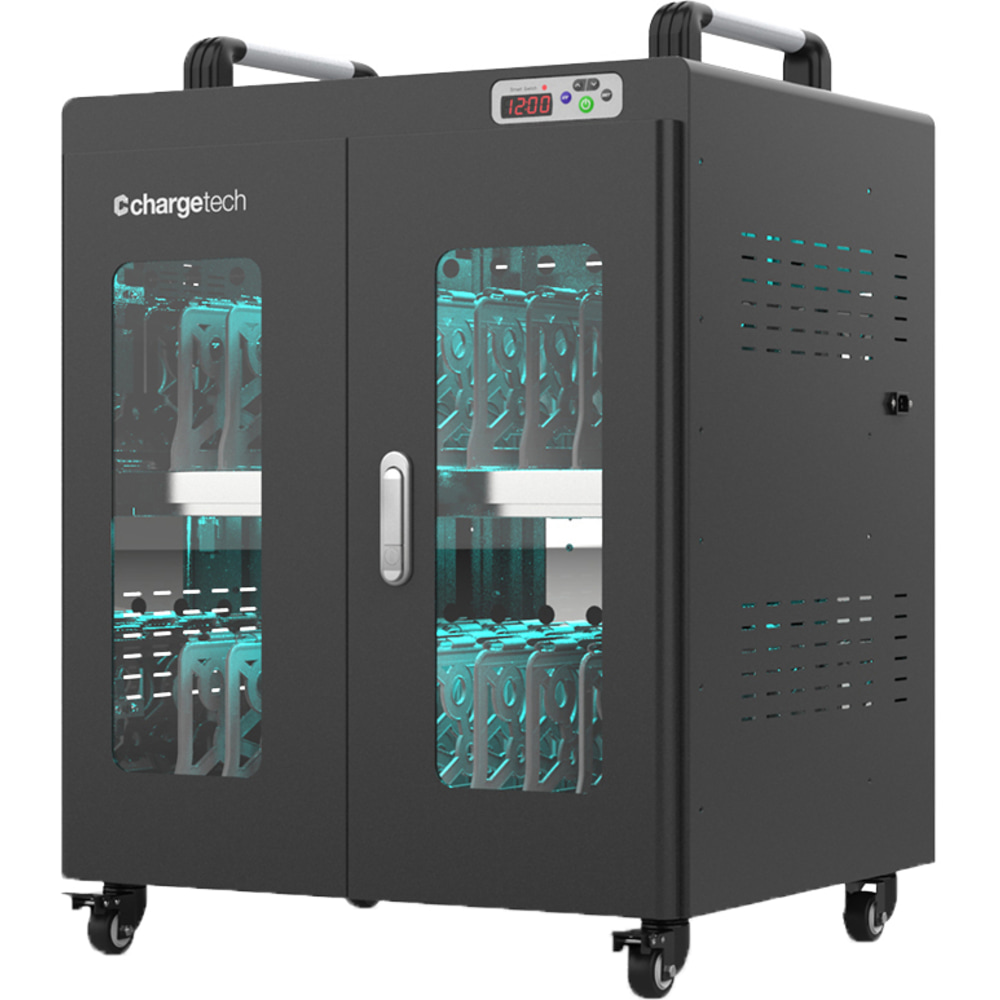 ChargeTech 20-Bay UV Disinfection & Charging Cabinet, 55in x 26in x 22in, Black MPN:CT-300095SS