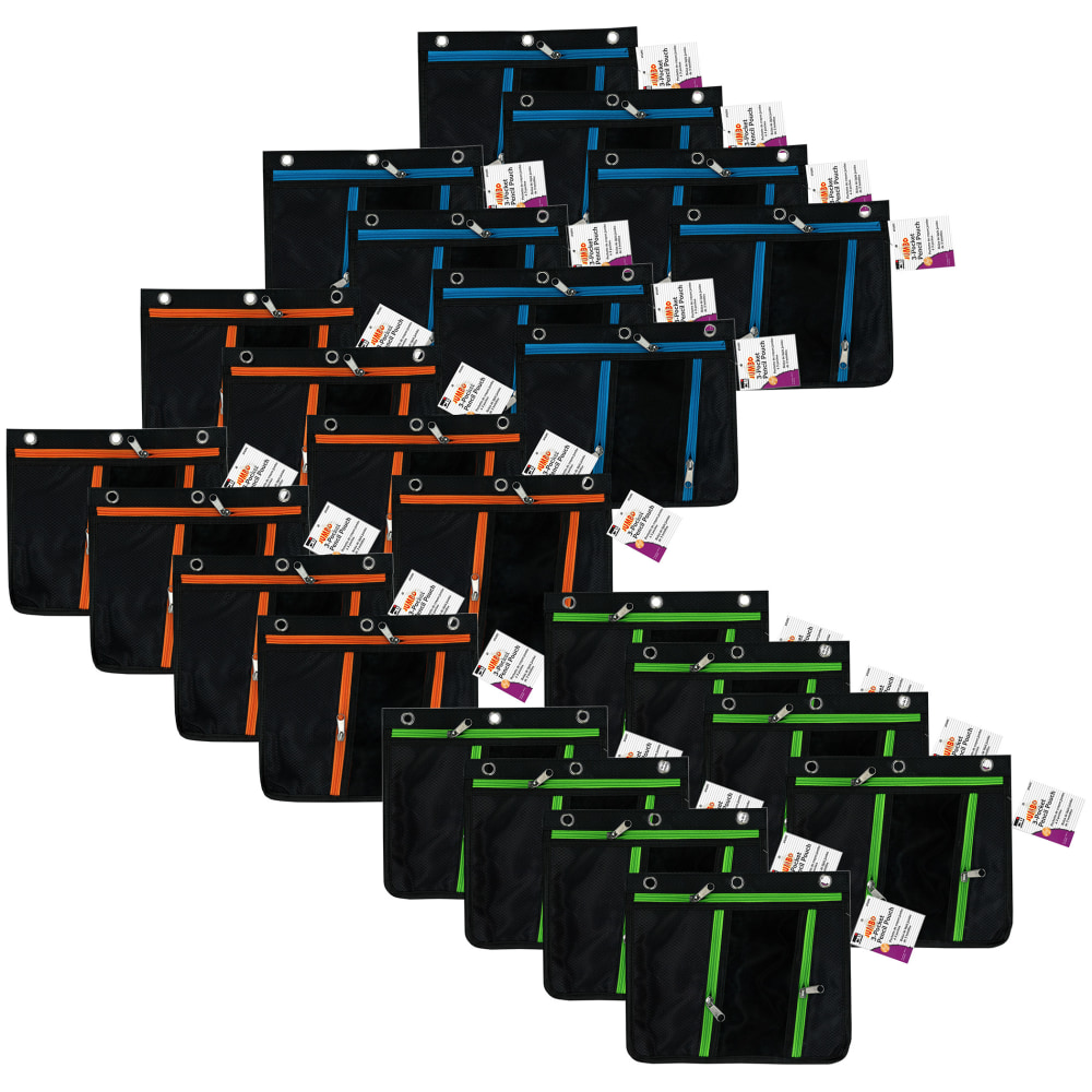 Charles Leonard Expanding Pencil Pouches, 9-1/2inH x 11inW x 1inD, Assorted Colors, Pack Of 24 Pouches MPN:CHL76395ST