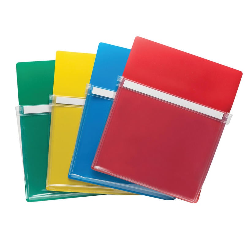 Charles Leonard Magnetic Pockets, 9-1/2in x 11-3/4in, Assorted Colors, Pack Of 4 Pockets MPN:CHL26400