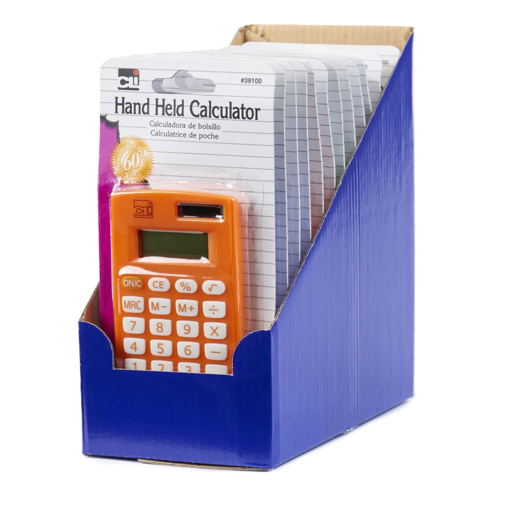 Charles Leonard Handheld 8-Digit Calculators, Assorted Colors, Pack Of 12 Calculators MPN:CHL39100ST