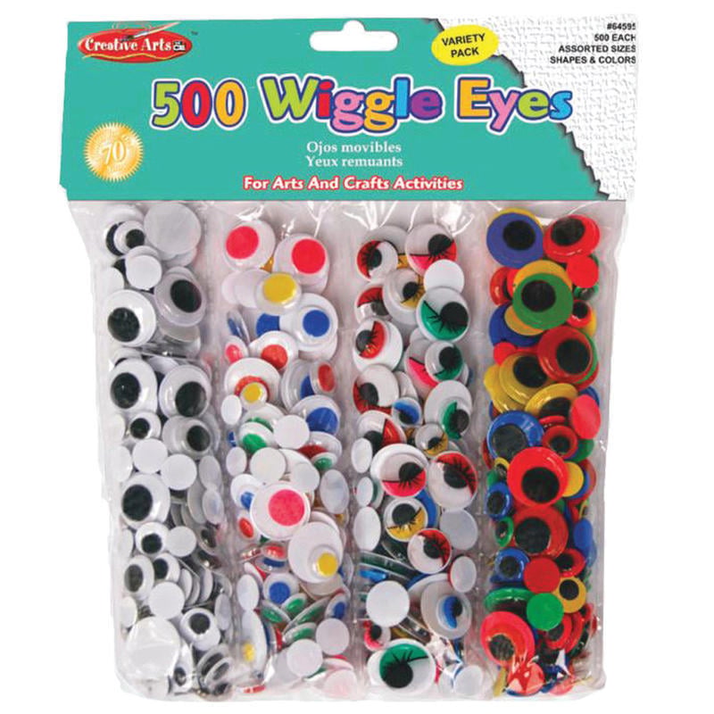 Charles Leonard Creative Arts Wiggle Eyes, Assorted Sizes/Colors, Pack Of 500 Wiggle Eyes MPN:CHL64595