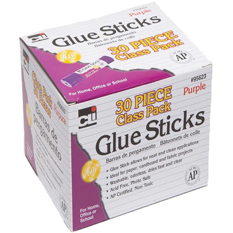 CLI Glue Sticks Class Pack - 0.28 oz - 30 / Box - Purple (Min Order Qty 6) MPN:95623