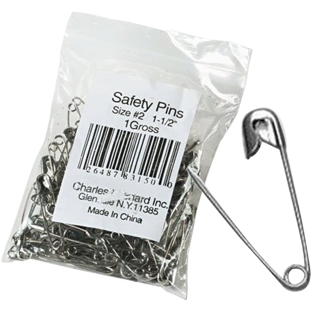 CLI Nickel-Plated Steel Safety Pins, 1 1/2in, Silver, Pack Of 144 (Min Order Qty 9) MPN:83150