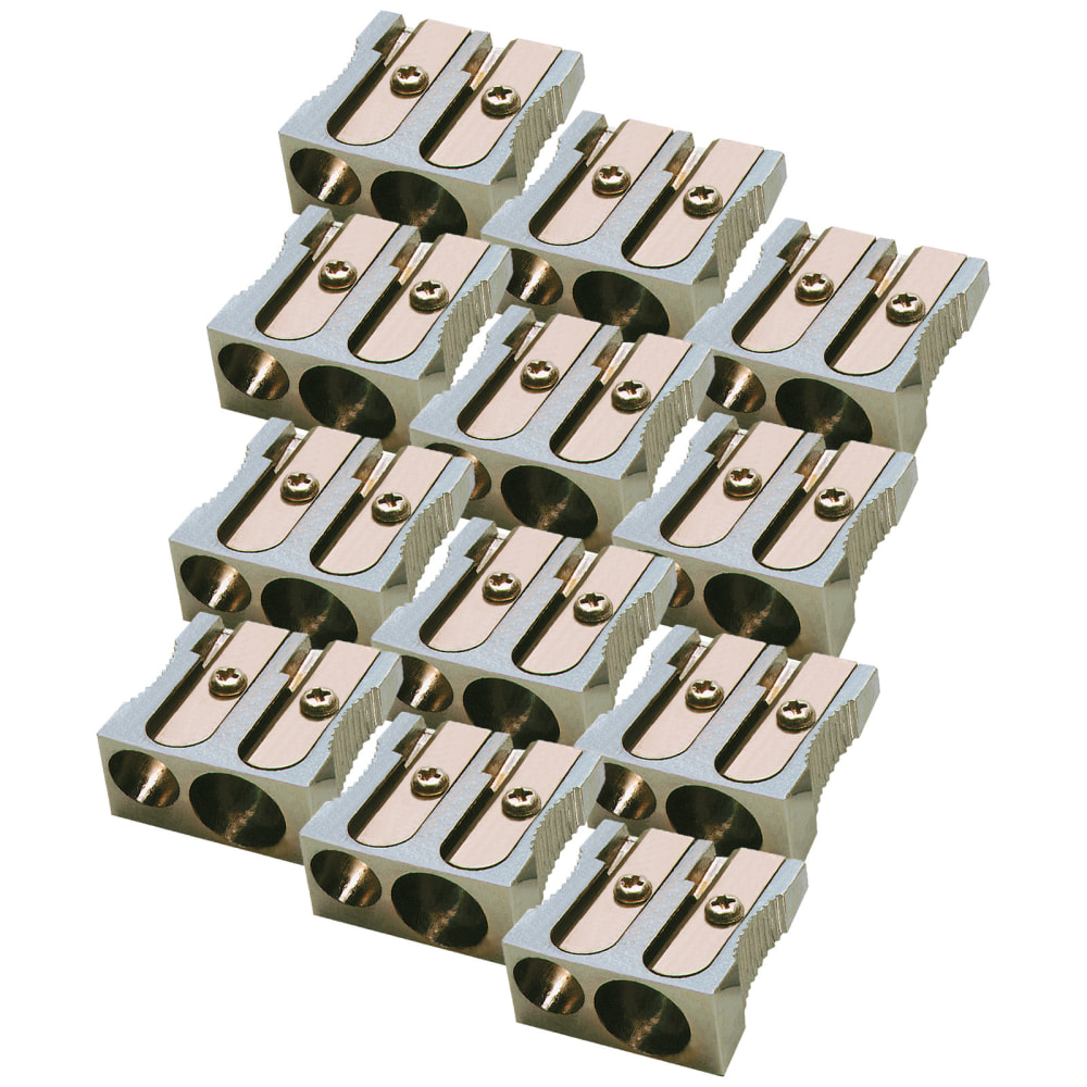 Charles Leonard Metal Two Hole Pencil Sharpener, Pack Of 12 MPN:CHL77755IP