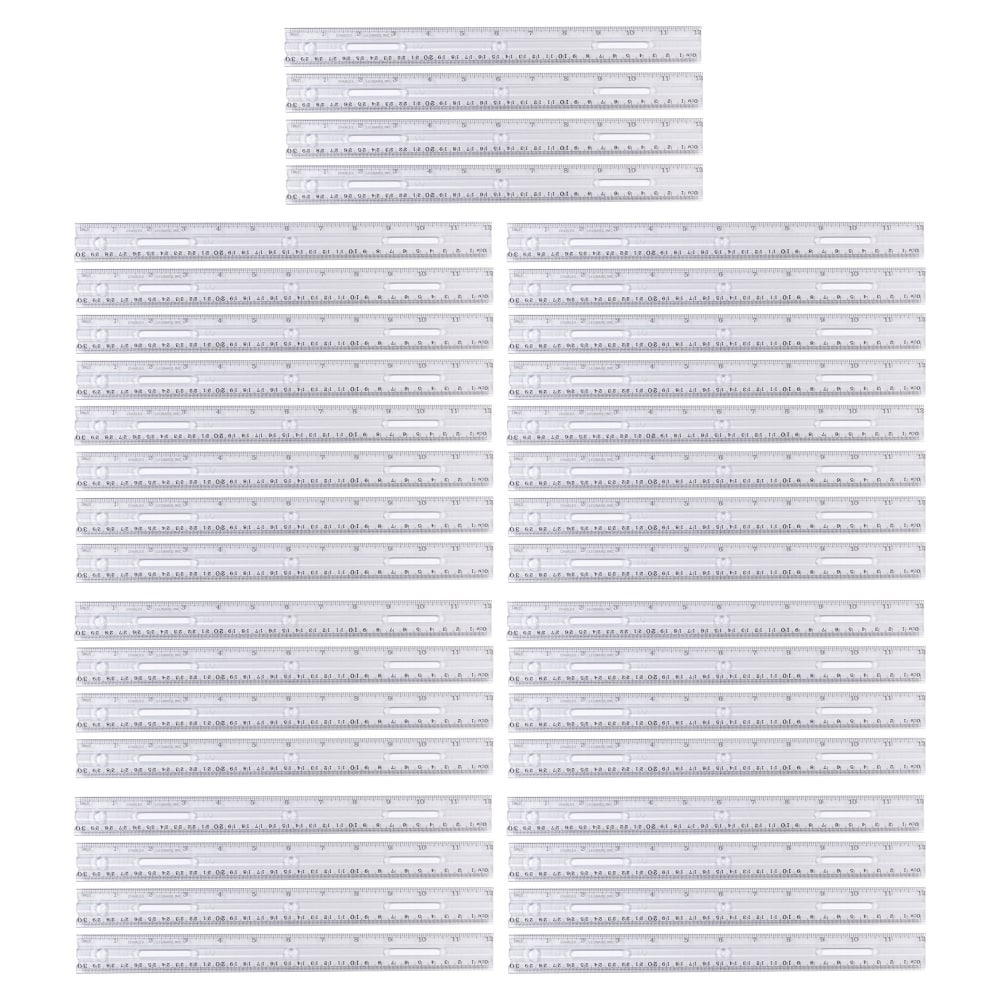 Charles Leonard Plastic Ruler with Pencil Groove, 12-Inch, Clear, Pack Of 36 MPN:CHL77112IP