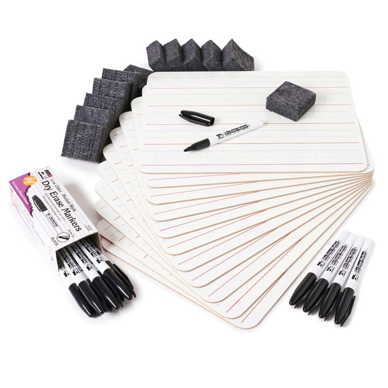 Charles Leonard Dry Erase Classpack, Lined 1-Sided Boards, Markers & Erasers, Pack Of 12 MPN:CHL35025