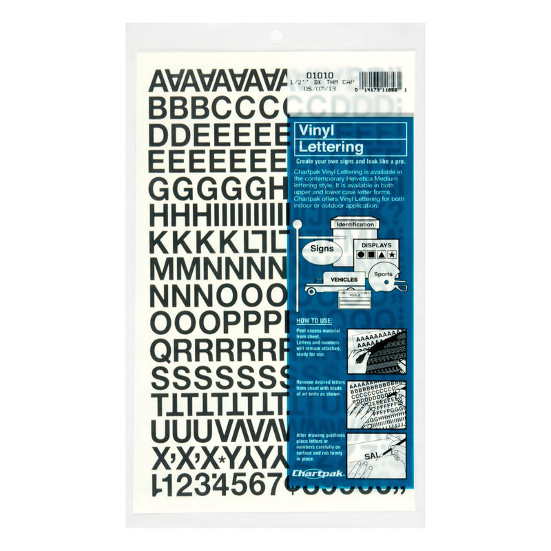 Chartpak Pickett Vinyl Letters and Numbers, 1/2in, Black (Min Order Qty 17) MPN:01010