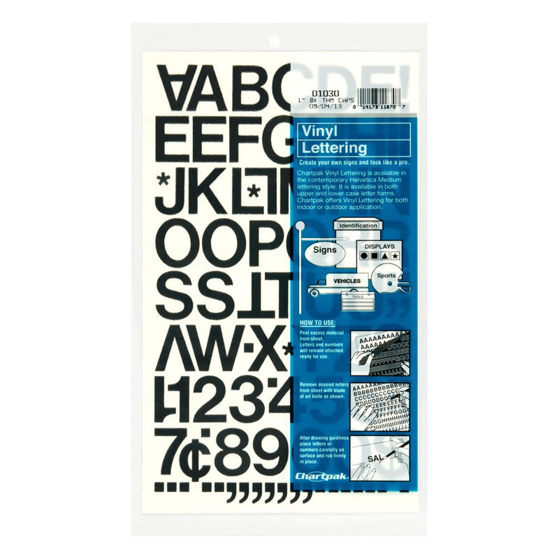 Chartpak Pickett Vinyl Letters And Numbers, 1in, Black (Min Order Qty 12) MPN:1030