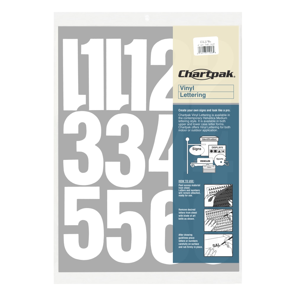 Chartpak Pickett Vinyl Numbers, 4in, White (Min Order Qty 4) MPN:01196