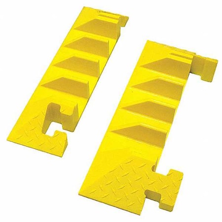 Cable Protector End Cap, 4 in H, 2 ft L, 8-3/8 in W, 4 Channel, Polyurethane, Yellow, 1 PR MPN:BB4EB-300GM-Y