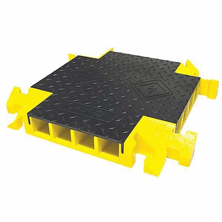 Cable Protector Intersection, 4 in H, 2 ft L, 24 in W, 4 Channel, Polyurethane, Black, Yellow MPN:BB4X-300GM-B/Y