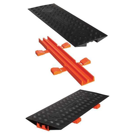 Cable Protector, 2 in H, 3 ft L, 13 in W, 2 Channel, Polyurethane, Orange MPN:CL2X150-5GD-O