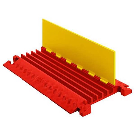Cable Protector, 2-1/4 in H, 38-3/4 in L, 19-3/4 in W, 5 Channel, Polyurethane, Orange, Yellow MPN:CP5X125-Y/O