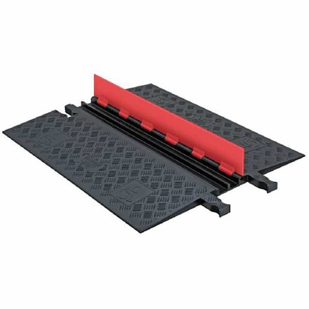 Cable Protector, 1-1/4 in H, 39-3/4 in L, 28-1/2 in W, 2 Channel, Polyurethane, Black, Orange MPN:GD2X75-O/B