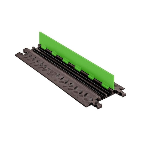 Hi-Viz Cable Protector, 1-1/4 in H, 38-1/2 in L, 12 in W, 2 Channel, Urethane, Black, Green MPN:GD2X75-ST-FLG/B
