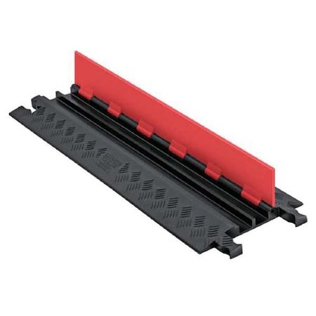 Cable Protector, 1-1/4 in H, 38-1/2 in L, 12 in W, 2 Channel, Polyurethane, Black, Orange MPN:GD2X75-ST-O/B