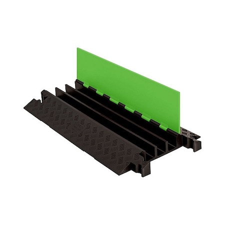 Hi-Viz Cable Protector, 3.13 in H, 38.88 in L, 19-3/4 in W, 3 Channel, Polyurethane, Black, Green MPN:GD3X225-FLG/B