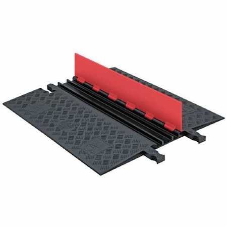 Cable Protector, 1-1/4 in H, 39-3/4 in L, 30-3/8 in W, 3 Channel, Polyurethane, Black, Orange MPN:GD3X75-O/B
