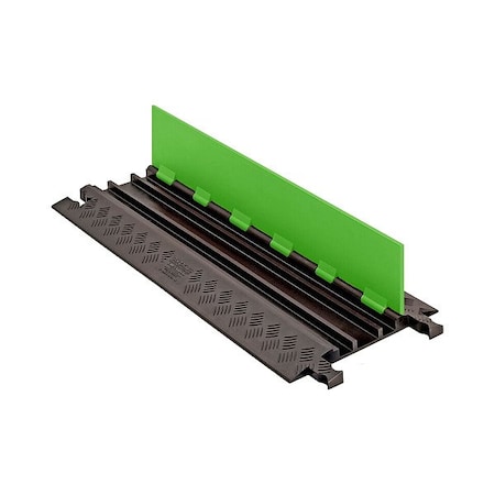 Hi-Viz Cable Protector, 1-1/4 in H, 38.38 in L, 13-3/4 in W, 3 Channel, Urethane, Black, Green MPN:GD3X75-ST-FLG/B