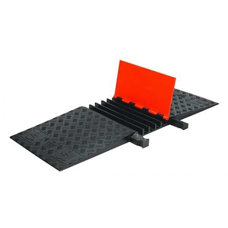 Cable Protector, 1-7/8 in H, 20 in L, 50 in W, 5 Channel, Polyurethane, Black, Orange MPN:GD5X125-ADA-O/B