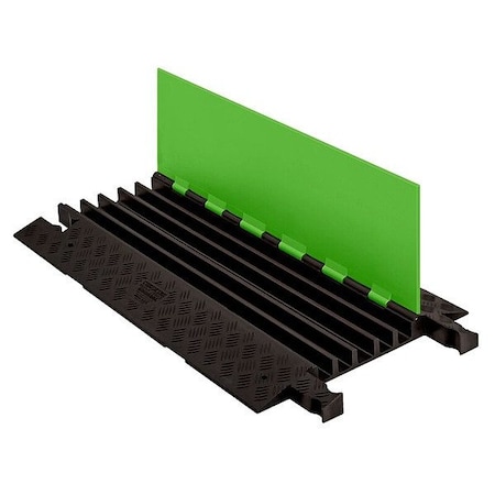 Hi-Viz Cable Protector, 1-7/8 in H, 36 in L, 19-3/4 in W, 5 Channel, Polyurethane, Black, Green MPN:GD5X125-FLG/B
