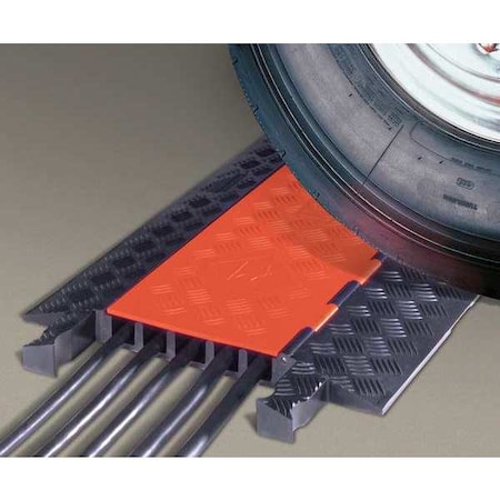 Cable Protector, 1-7/8 in H, 36 in L, 19-3/4 in W, 5 Channel, Polyurethane, Black, Orange MPN:GD5X125-O/B