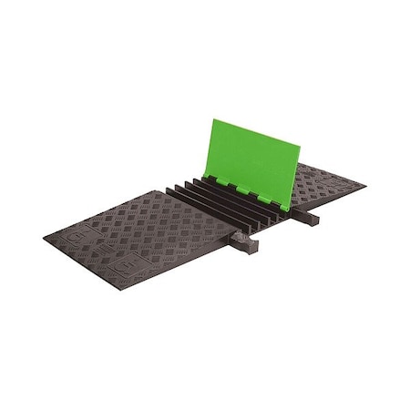 Hi-Viz Cable Protector, 1-7/8 in H, 20 in L, 50 in W, 5 Channel, Polyurethane, Black, Green MPN:GD5X125ADAFLG/B
