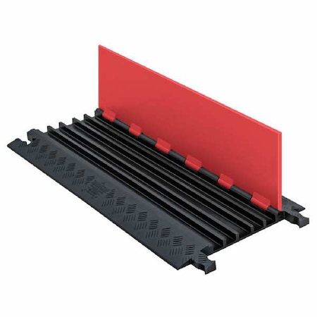 Cable Ramp, 1-1/4 in H, 36 in L, 16-7/8 in W, 5 Channel, Polyurethane, Black, Orange MPN:GD5X75-ST-O/B