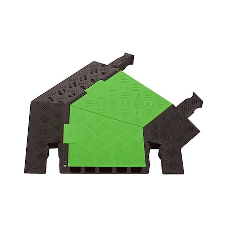 Hi-Viz Cable Protector, 1-7/8 in H, 24-1/2 in L, 19-3/4 in W, 5 Channel, Polyurethane, Black, Green MPN:GDT5X125-R-FLGB