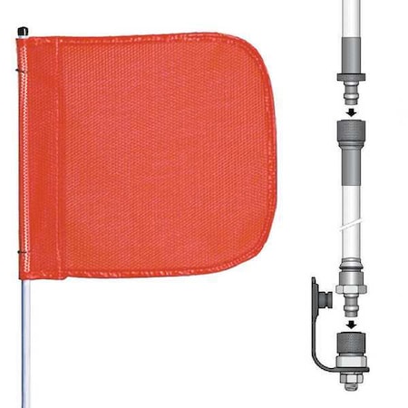 Warning Whip, White Whip, Orange Flag, Fiber Glass, Split Pole MPN:FS10-SPQD-O