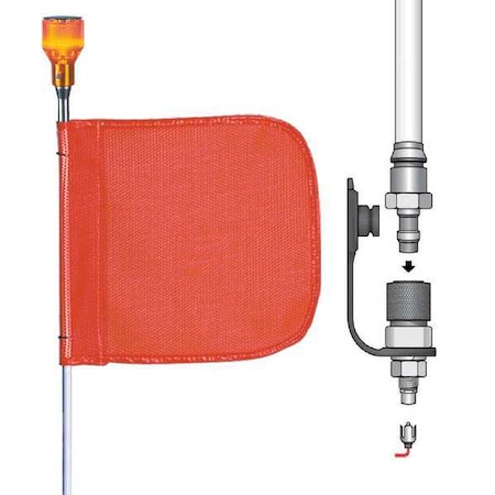 Warning Whip, White Whip, Orange Flag, Fiber Glass, Hot Plug with 12 in Pigtail, Lamp Socket MPN:FS12L-QD-O