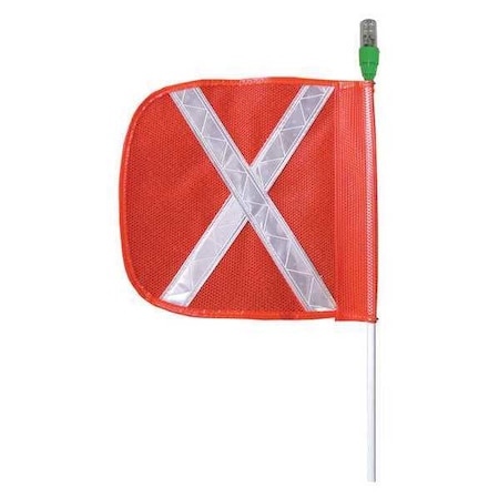 Warning Whip with Reflective X Flag, White Whip, Orange Flag MPN:FS5XL-O