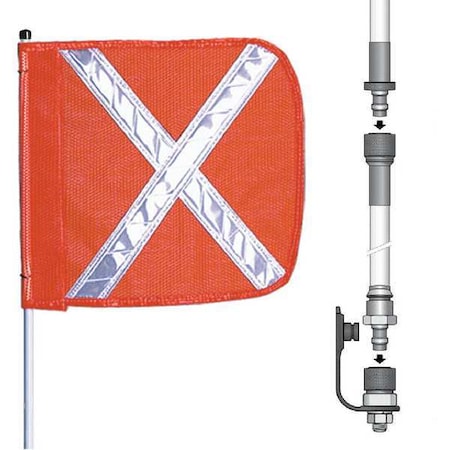 Warning Whip, White Whip, Orange Flag, Fiber Glass, Split Pole MPN:FS8-SPQD-O