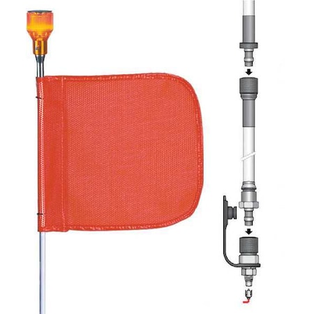 Warning Whip, White Whip, Orange Flag, Fiber Glass, Hot Plug with 12 in Pigtail, Lamp Socket MPN:FS8L-SPQD-O