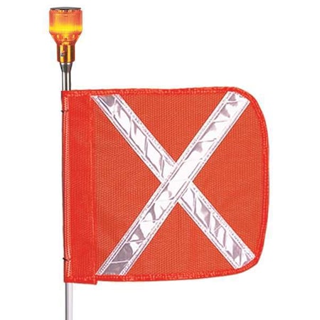 Warning Whip with Reflective X Flag, White Whip, Orange Flag MPN:FS8XL-O