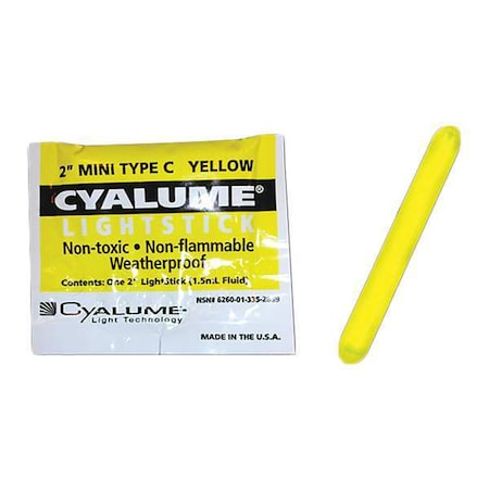 Lightstick, Yellow, 4 hr., 2 in. L, PK50 MPN:9-28690PF