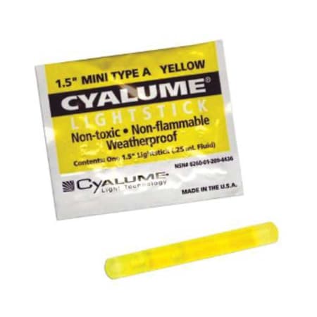 Lightstick, Yellow, 4 hr., 1-1/2 in. L, PK50 MPN:9-44350PF