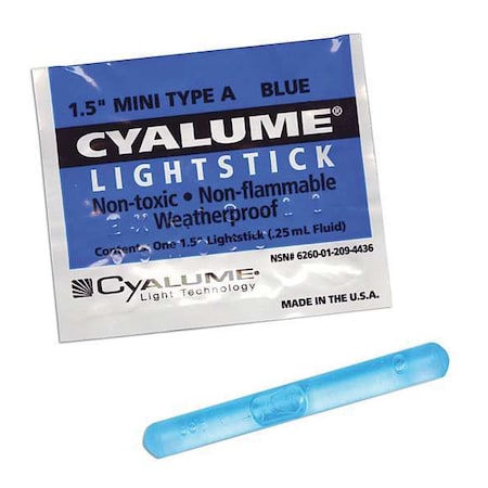 Lightstick, Blue, 4 hr., 1-1/2 in. L, PK50 MPN:9-44360PF