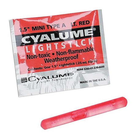 Lightstick, Red, 4 hr., 1-1/2 in. L, PK50 MPN:9-86000PF