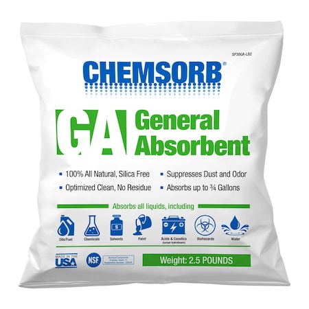 Granular Sorbent, Perlite, 3/4 gal Volume Absorbed per Pkg., 2.5 lb lb, Bag, J1 MPN:SP30GA-LB2