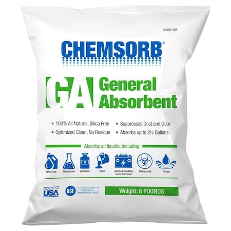 Granular Sorbent, Perlite, 2 1/2 gal Volume Absorbed per Pkg., 8 lb lb, Bag, J1 MPN:SP30GA-LB8