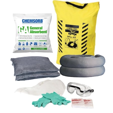 Spill Kit, 5 gal Volume Absorbed per Kit, 5 gal Capacity, Bag, Yellow MPN:SP30GA-COM
