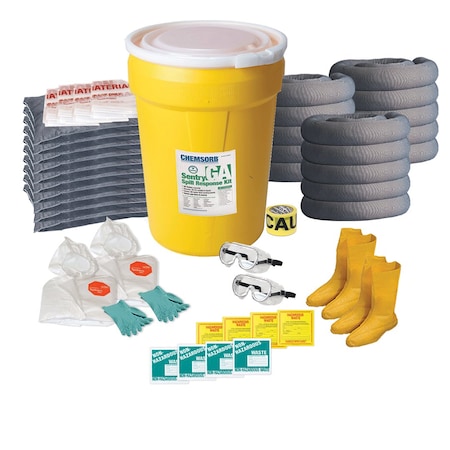 Spill Kit, 30 gal Volume Absorbed per Kit, 55 gal Capacity, Drum MPN:SP30GA-SEN30
