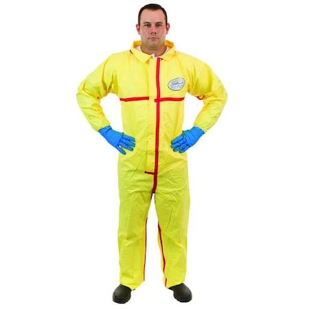 Collared Chemical Resistant Coveralls, 3XL, Yellow, zipper MPN:7012YT-3XL
