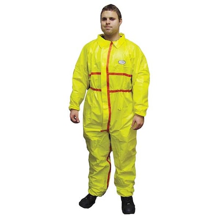Chemical Resistant Coveralls, Collared Coverall, M, Nonwoven, Elastic Wrist, Elastic Ankle, Yellow MPN:7013YT-M