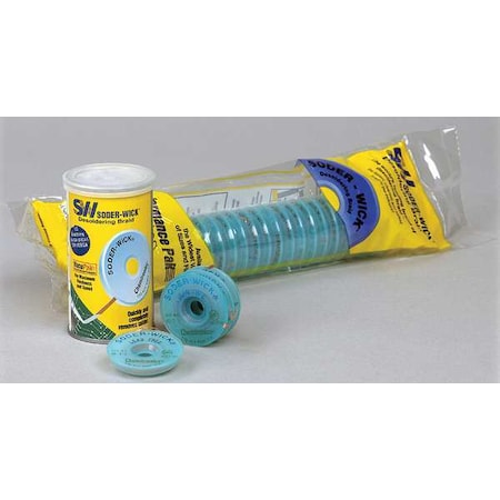 Desoldering Wick, 25 ft., 10, Copper, Rosin MPN:10-25L