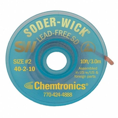 Desoldering Wick, 10 ft., 2, Copper MPN:40-2-10